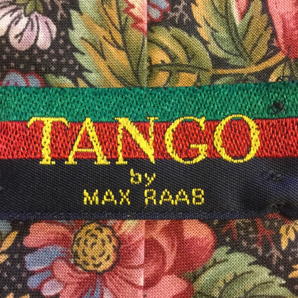 TANGO by Max Raab floral/tropical 58” necktie. 100% cotton. - Picture 4 of 6